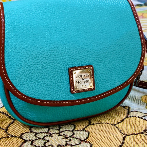 Dooney and Bourke Leather Grain Crossbody Saddle Bag in Turquoise Blue - Picture 7 of 15